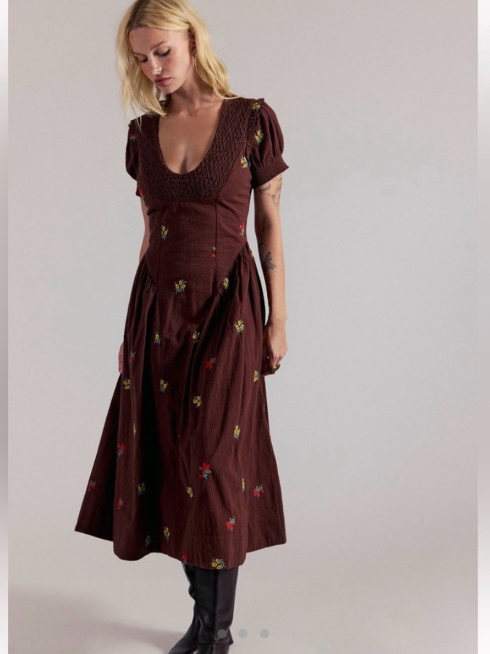 Free People Maisie Midi Dress (L) - NWT